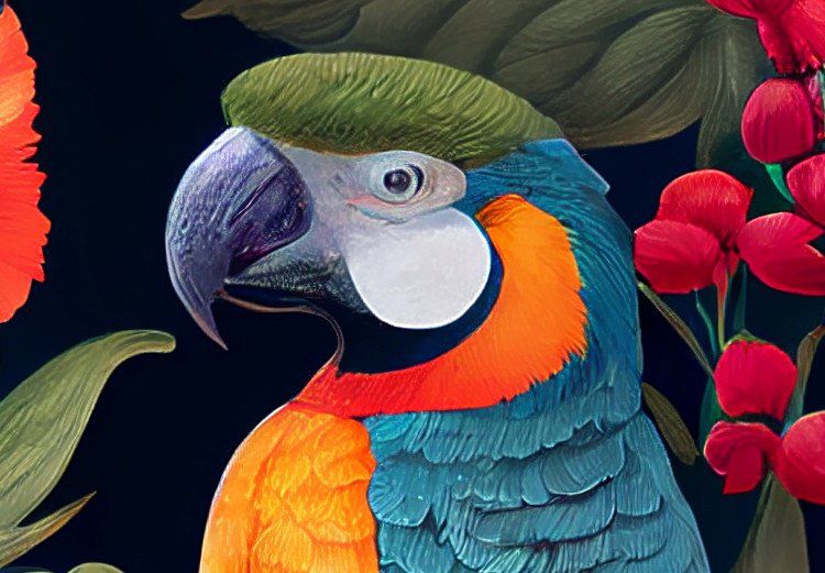 Canvas Exotic Birds - Parrots Among Colorful Vegetation in the Jungle 149861 additionalImage 5