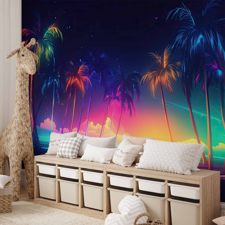 Wall Mural Beach and Colors - Ocean and Tropical Palm Trees With Neon Lights 150661 additionalImage 8
