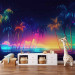 Wall Mural Beach and Colors - Ocean and Tropical Palm Trees With Neon Lights 150661 additionalThumb 6