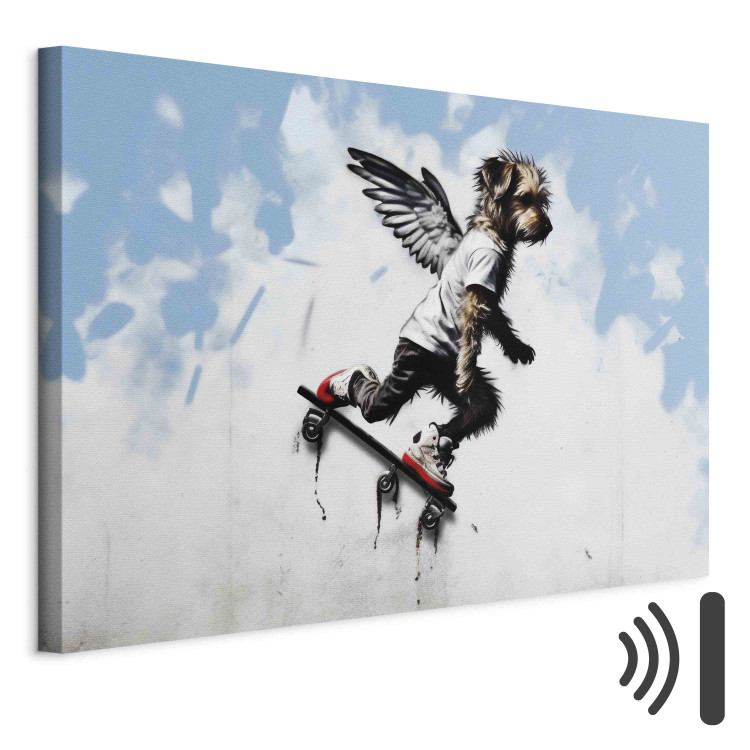 Canvas Dog on Skateboard - Graffiti Depicting the Animal in Banksy Style 151761 additionalImage 8