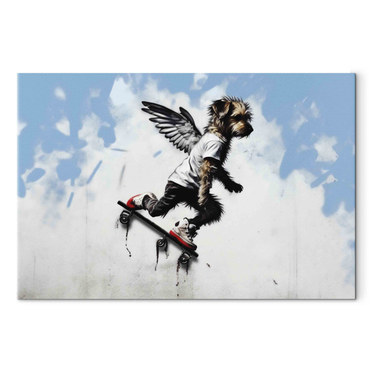 Canvas Dog on Skateboard - Graffiti Depicting the Animal in Banksy Style 151761