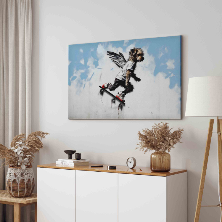 Canvas Dog on Skateboard - Graffiti Depicting the Animal in Banksy Style 151761 additionalImage 4