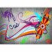 Photo Wallpaper Skateboard - Street Art Mural with Colourful Streak and Patterns on a Gray Background 60561 additionalThumb 5