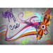 Photo Wallpaper Skateboard - Street Art Mural with Colourful Streak and Patterns on a Gray Background 60561 additionalThumb 3