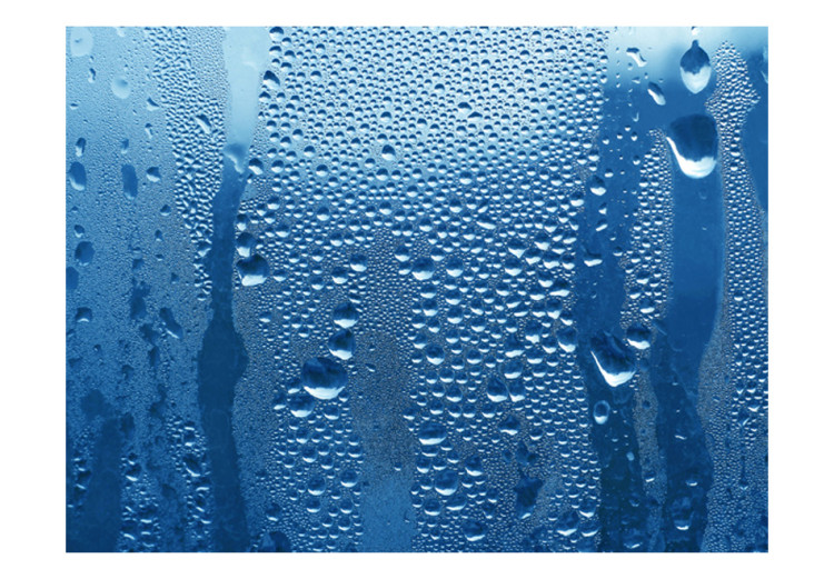 Photo Wallpaper Water drops on blue glass 61061 additionalImage 1