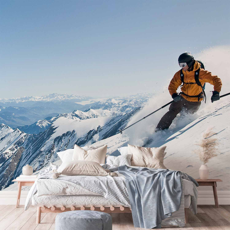 Wall Mural Extreme Sports - Winter skiing on snow in high mountains 61161 additionalImage 2