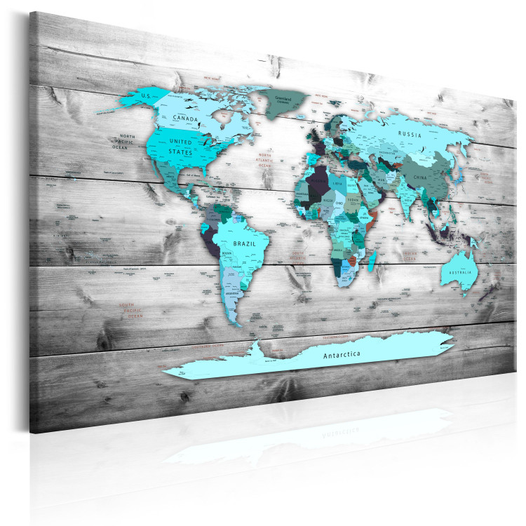 Canvas Art Print World Map: Blue World 90261 additionalImage 2