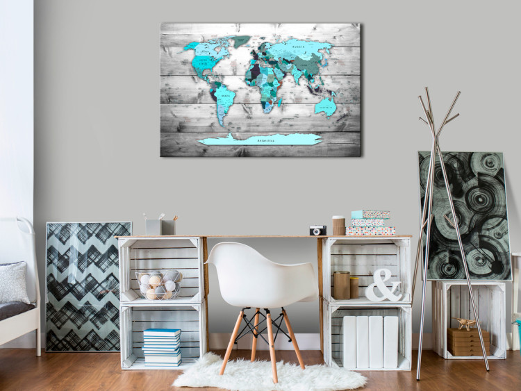 Canvas Art Print World Map: Blue World 90261 additionalImage 3