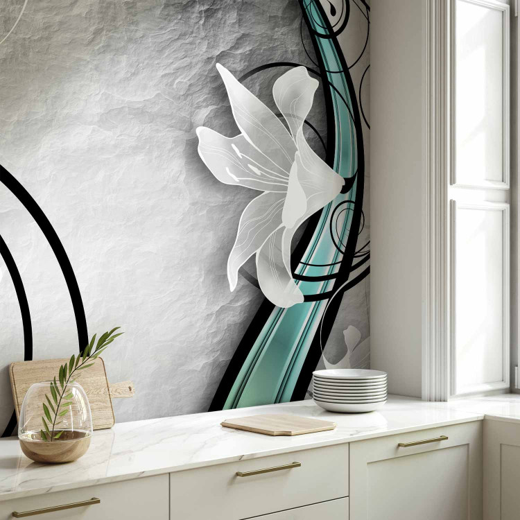 Wall Mural Drawn lilies - grey background with ornaments and patterns in colours 90461 additionalImage 7