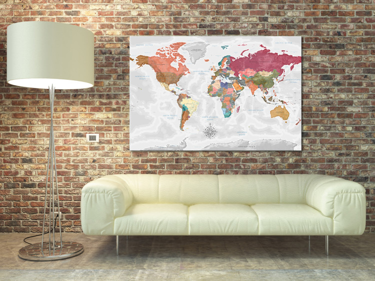 Canvas Journeys Through the World - Colorful World Map with English Labels 97361 additionalImage 3