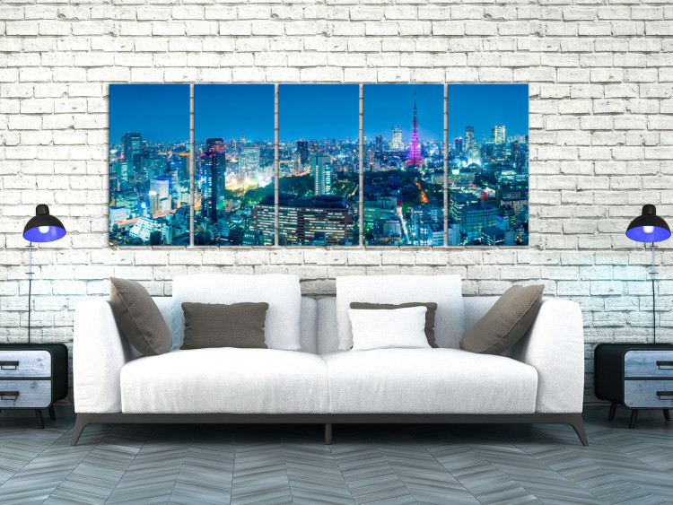 Canvas Art Print Tokyo by Night (5-piece) - Bustling Night Cityscape 98561 additionalImage 3