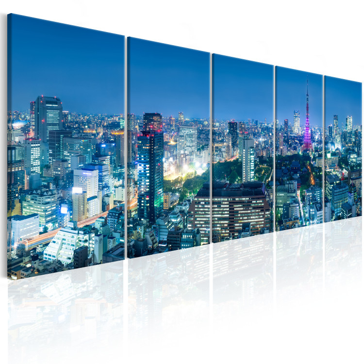 Canvas Art Print Tokyo by Night (5-piece) - Bustling Night Cityscape 98561 additionalImage 2