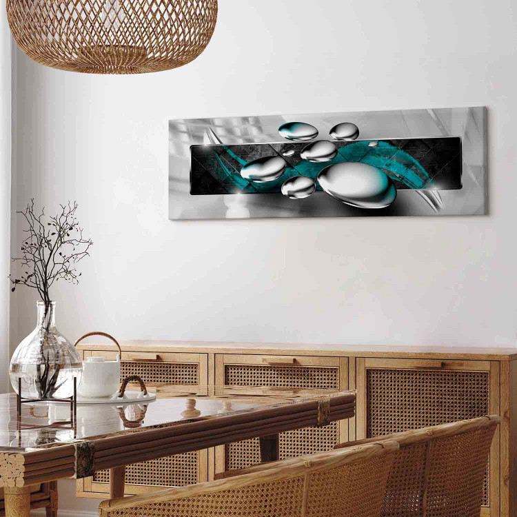 Canvas Art Print Shining Stones (1-part) Narrow Turquoise - Gray Abstraction 108471 additionalImage 11