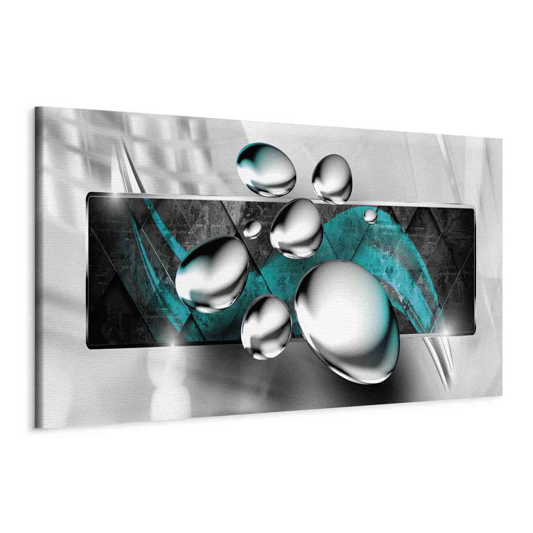 Canvas Art Print Shining Stones (1-part) Narrow Turquoise - Gray Abstraction 108471 additionalImage 2