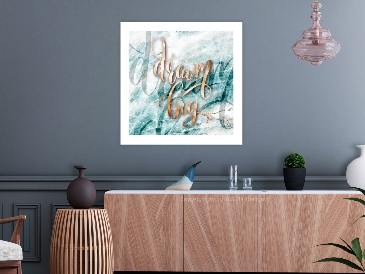 Wall Poster Dream big (Square) - Elegant English text on a marble background 114371 additionalImage 4