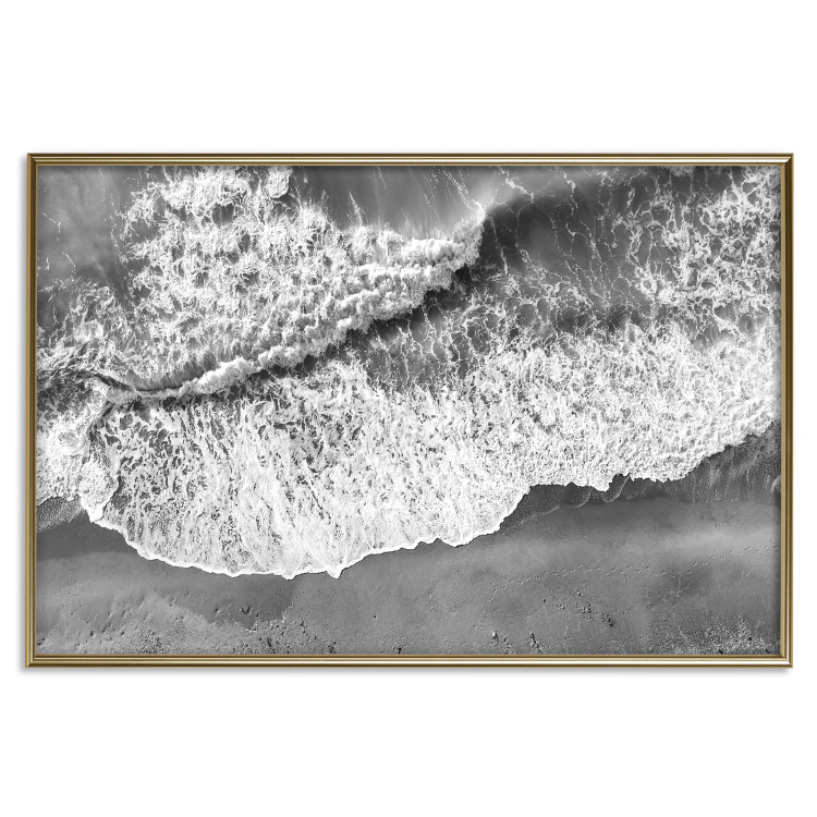 Poster Tide - black and white beach and sea landscape seen from a bird's eye view 115171 additionalImage 20