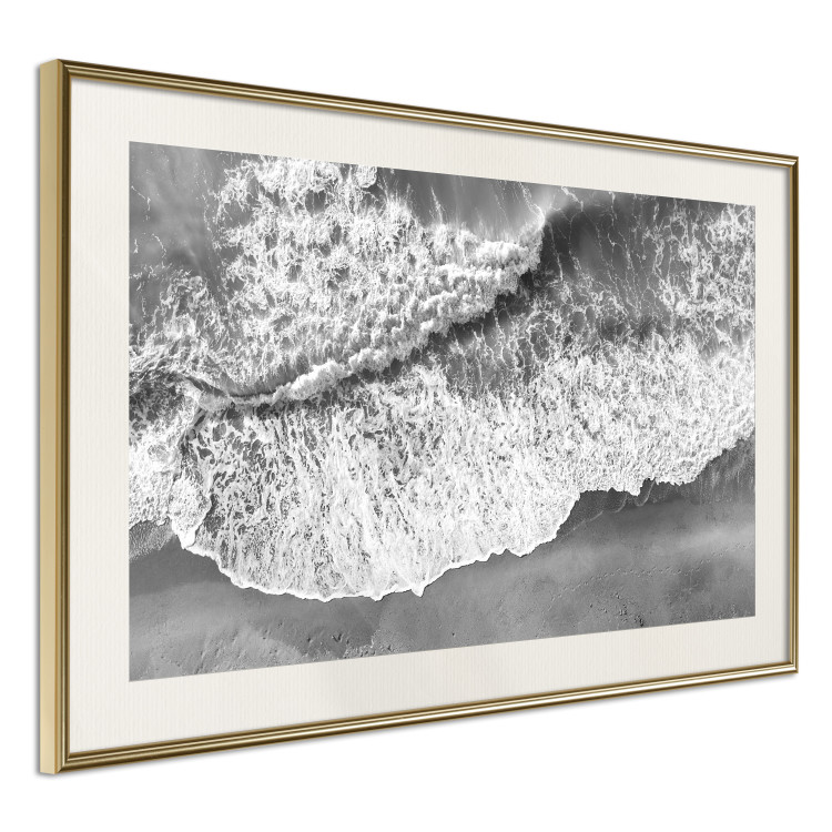 Poster Tide - black and white beach and sea landscape seen from a bird's eye view 115171 additionalImage 2
