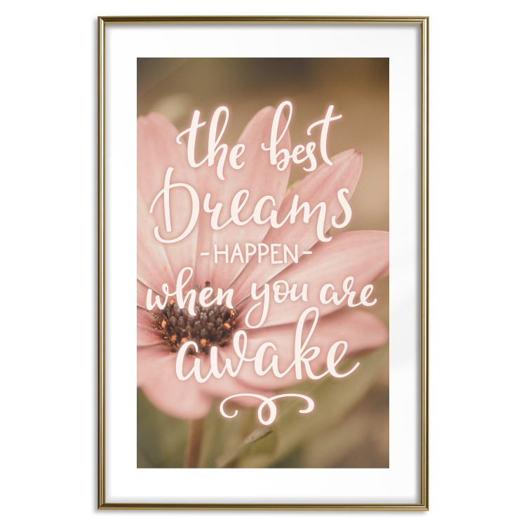 Poster The best dreams happen when you are awake - pink flower and texts 116371 additionalImage 14