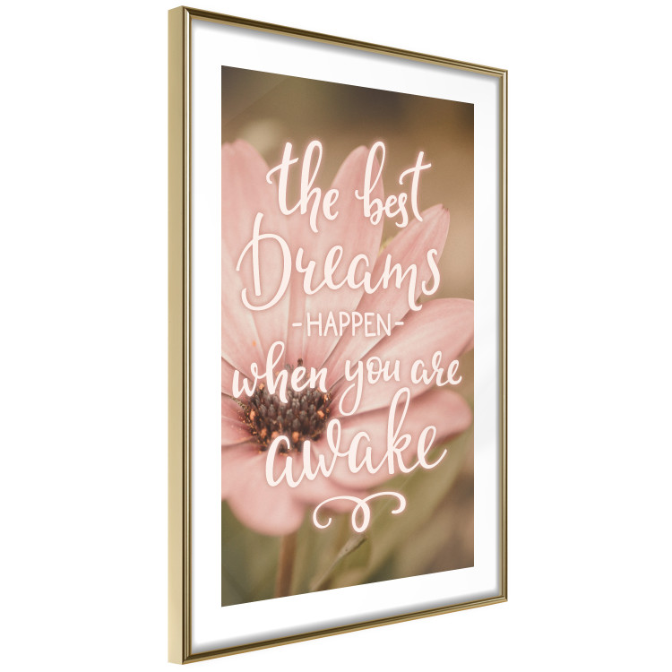 Poster The best dreams happen when you are awake - pink flower and texts 116371 additionalImage 8