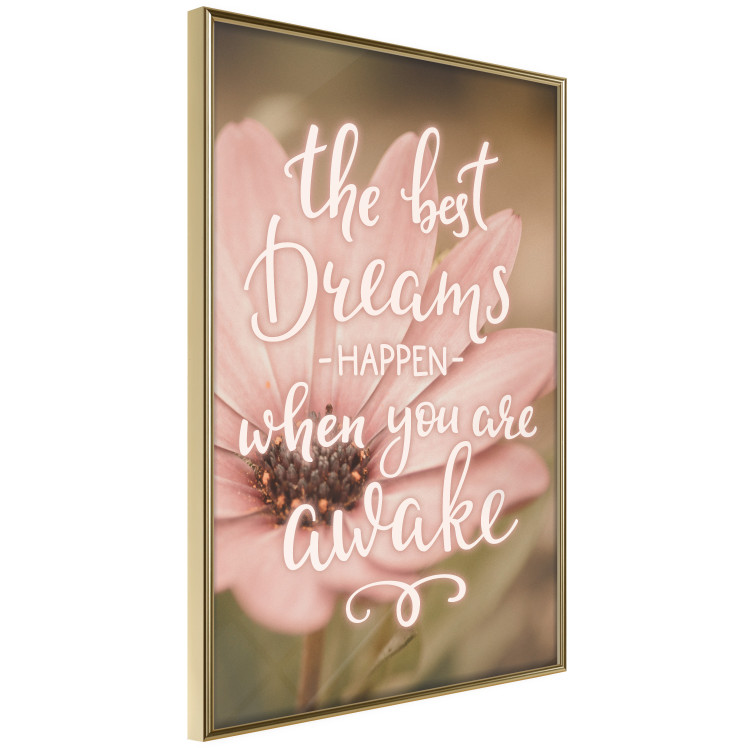 Poster The best dreams happen when you are awake - pink flower and texts 116371 additionalImage 14