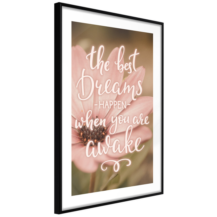 Poster The best dreams happen when you are awake - pink flower and texts 116371 additionalImage 11