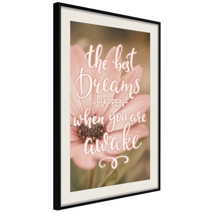 Poster The best dreams happen when you are awake - pink flower and texts 116371 additionalImage 3