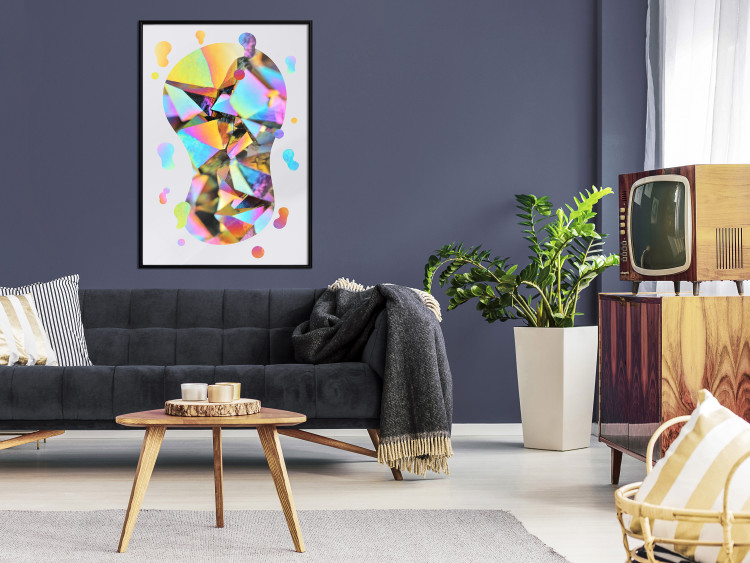 Poster Rainbow Traces - modern colorful abstraction on a gray patterned background 117471 additionalImage 5