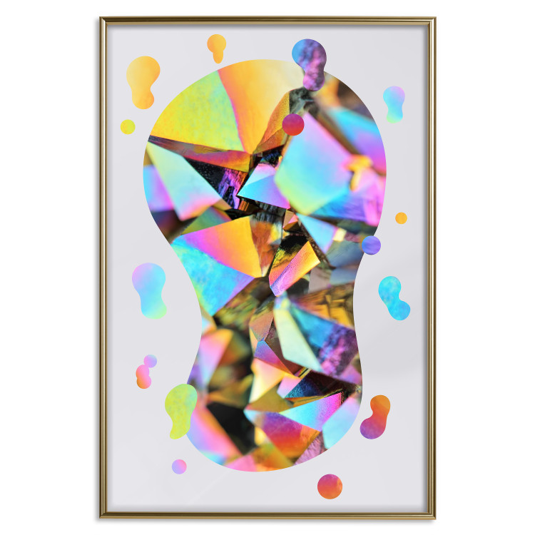 Poster Rainbow Traces - modern colorful abstraction on a gray patterned background 117471 additionalImage 14