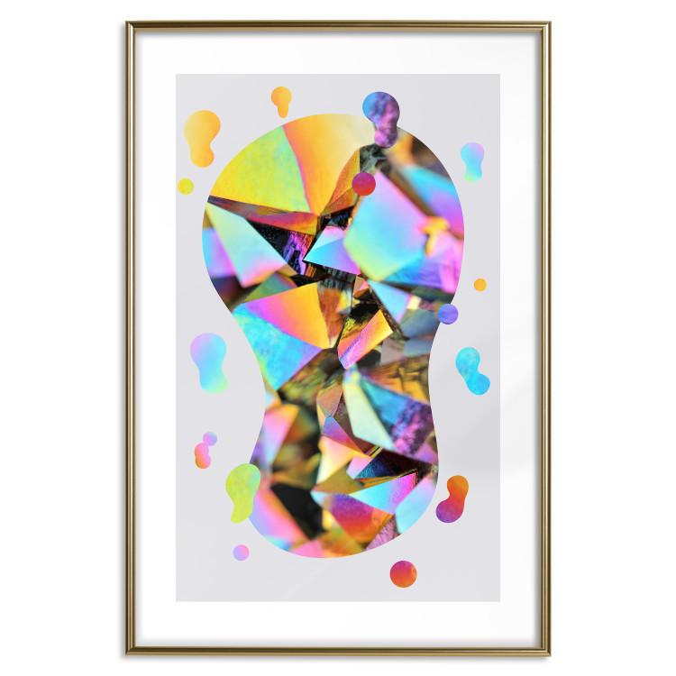 Poster Rainbow Traces - modern colorful abstraction on a gray patterned background 117471 additionalImage 17