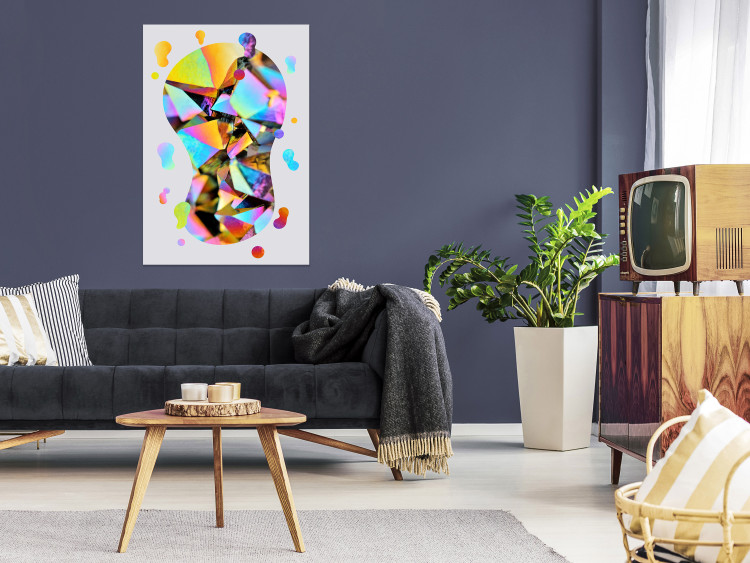 Poster Rainbow Traces - modern colorful abstraction on a gray patterned background 117471 additionalImage 25