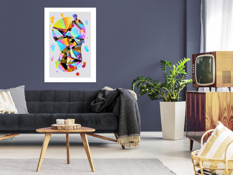 Poster Rainbow Traces - modern colorful abstraction on a gray patterned background 117471 additionalImage 4
