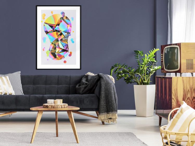 Poster Rainbow Traces - modern colorful abstraction on a gray patterned background 117471 additionalImage 4