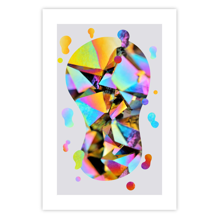 Poster Rainbow Traces - modern colorful abstraction on a gray patterned background 117471 additionalImage 18