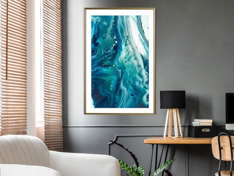 Wall Poster Ocean's Threat - abstraction with water in various shades of blue 117571 additionalImage 13