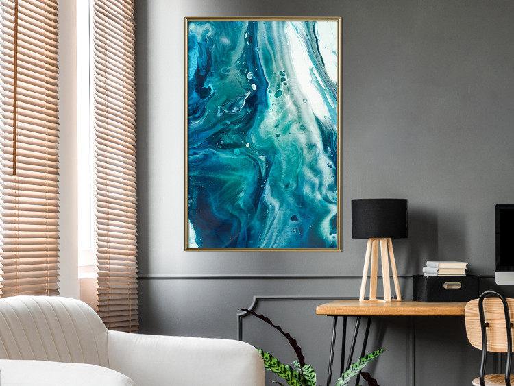 Wall Poster Ocean's Threat - abstraction with water in various shades of blue 117571 additionalImage 12