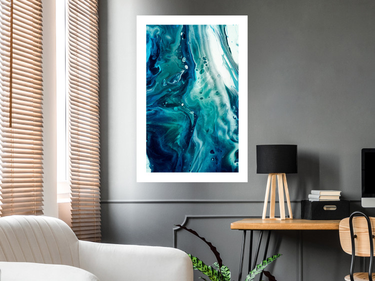 Wall Poster Ocean's Threat - abstraction with water in various shades of blue 117571 additionalImage 3