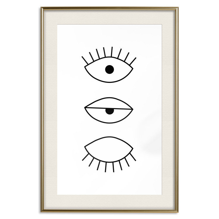 Wall Poster In the Blink of an Eye - black and white eye in three phases in line art style 123471 additionalImage 19