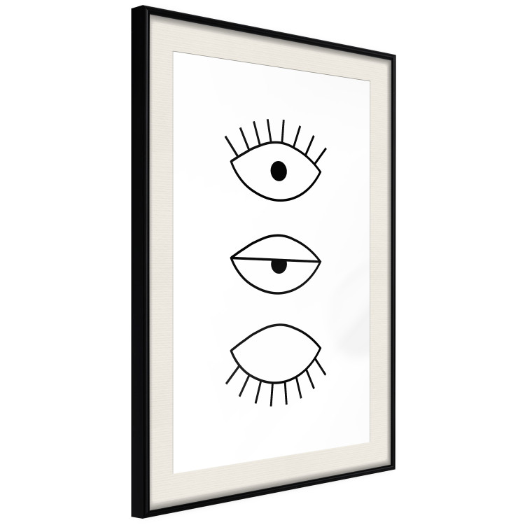 Wall Poster In the Blink of an Eye - black and white eye in three phases in line art style 123471 additionalImage 3