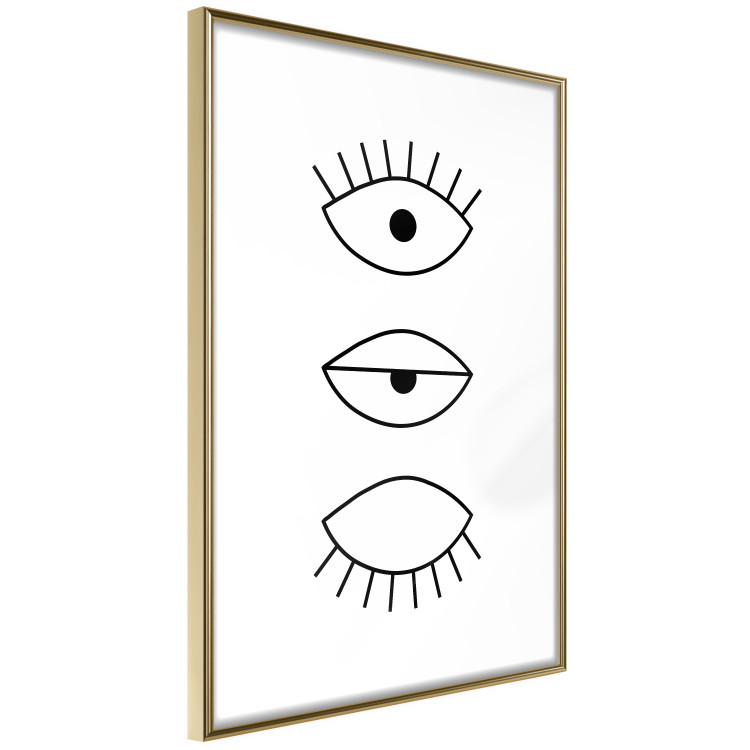Wall Poster In the Blink of an Eye - black and white eye in three phases in line art style 123471 additionalImage 14