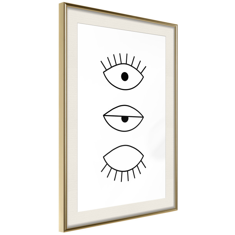 Wall Poster In the Blink of an Eye - black and white eye in three phases in line art style 123471 additionalImage 2
