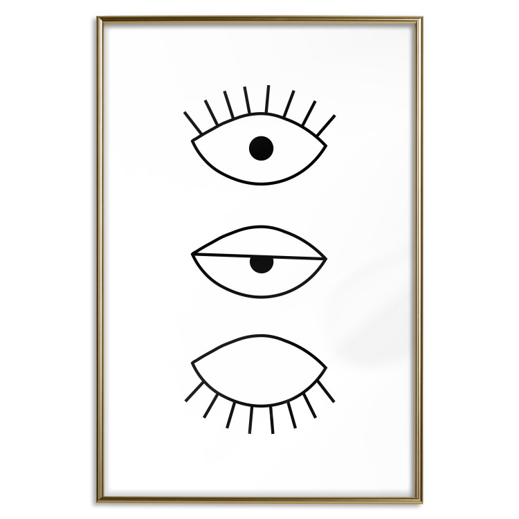Wall Poster In the Blink of an Eye - black and white eye in three phases in line art style 123471 additionalImage 20