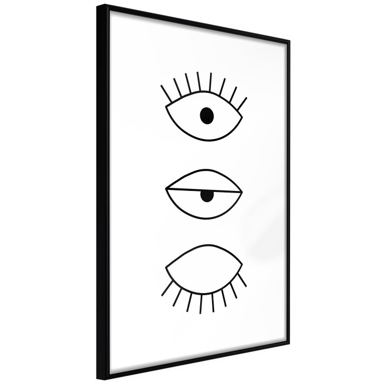 Wall Poster In the Blink of an Eye - black and white eye in three phases in line art style 123471 additionalImage 12