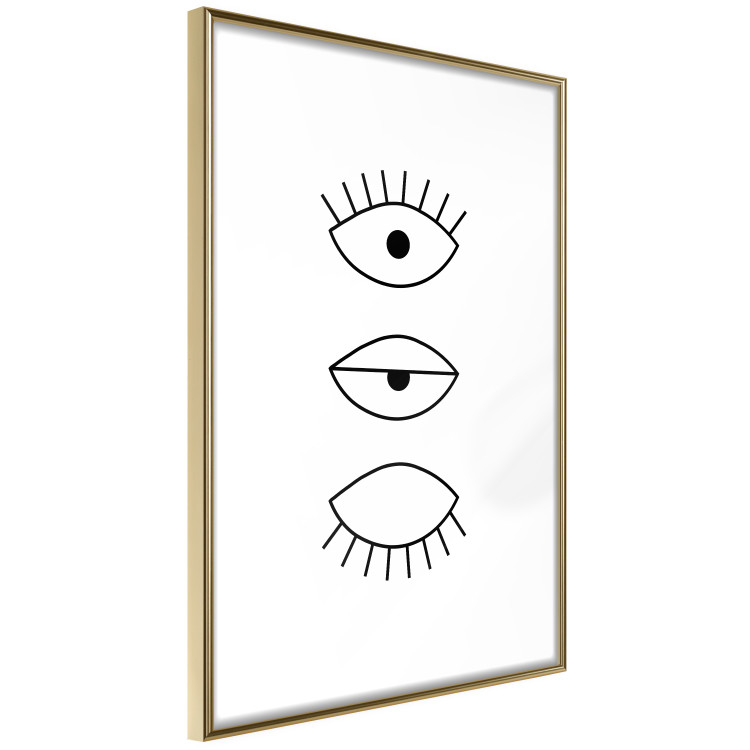 Wall Poster In the Blink of an Eye - black and white eye in three phases in line art style 123471 additionalImage 8