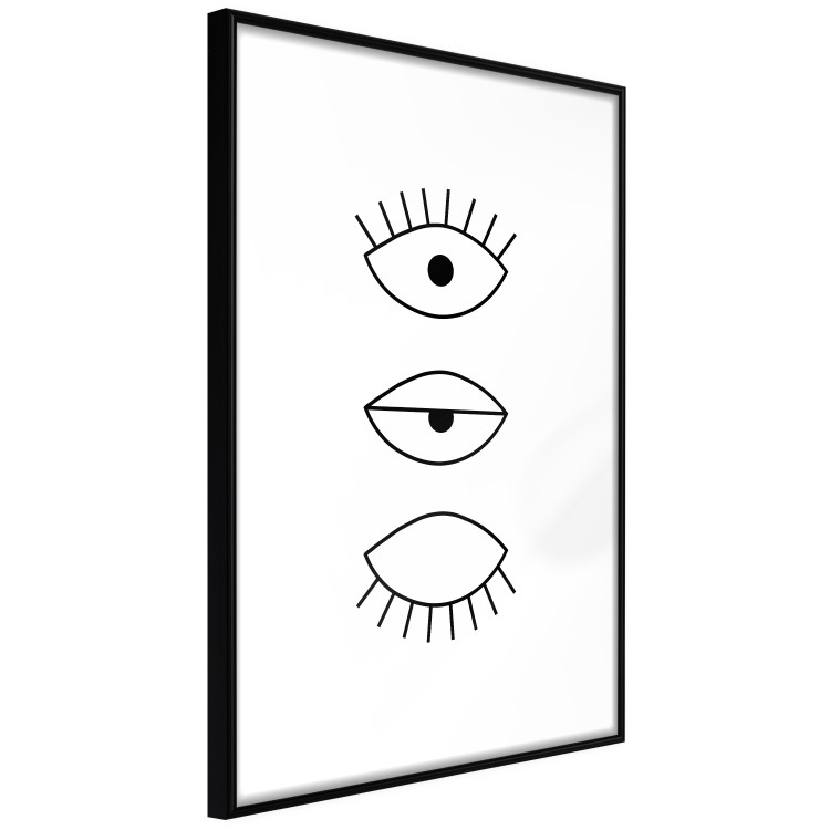 Wall Poster In the Blink of an Eye - black and white eye in three phases in line art style 123471 additionalImage 13