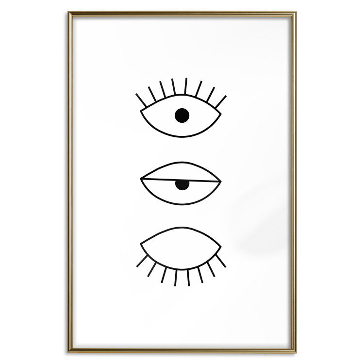 Wall Poster In the Blink of an Eye - black and white eye in three phases in line art style 123471 additionalImage 16