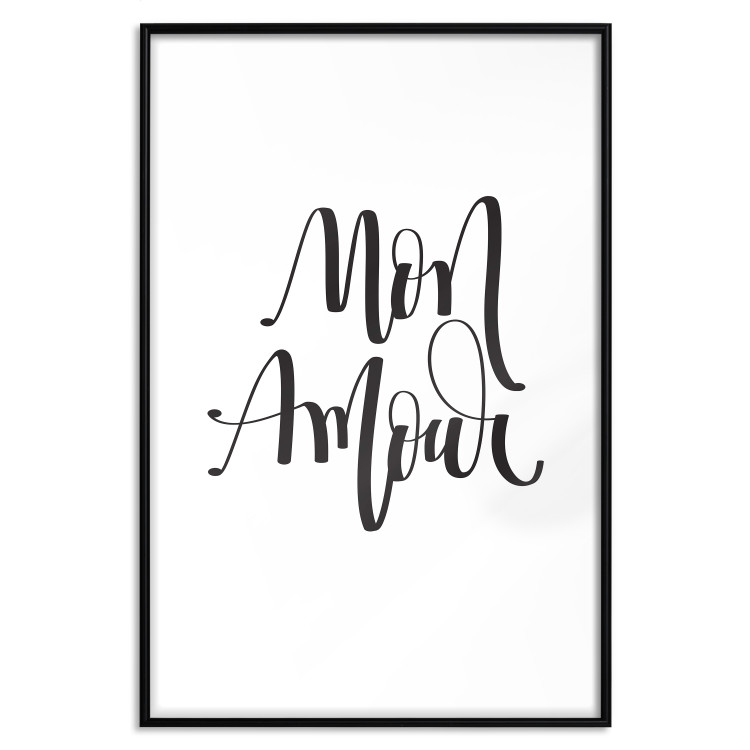 Wall Poster Mon Amour - black French text on a contrasting white background 125271 additionalImage 24