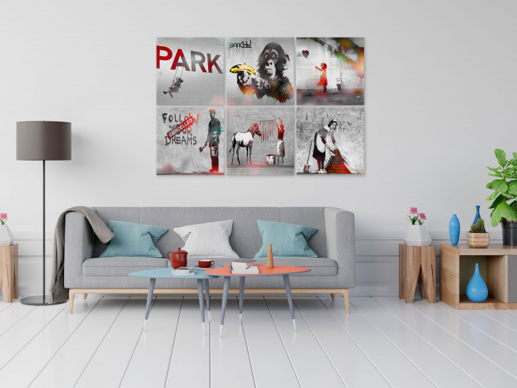 Canvas Art Print Banksy Collage (6 Parts) 125771 additionalImage 3