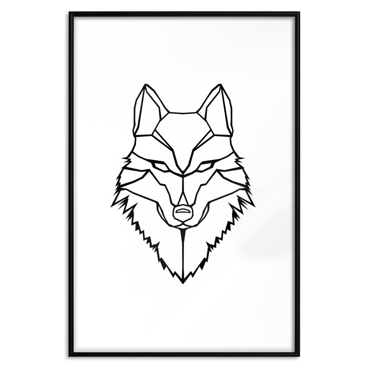 Wall Poster Guardian - black wolf created from geometric figures on a white background 125871 additionalImage 17