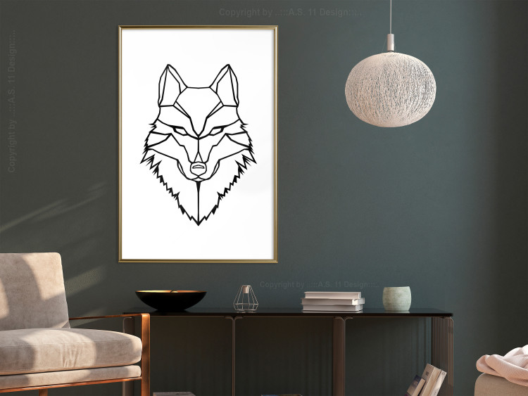 Wall Poster Guardian - black wolf created from geometric figures on a white background 125871 additionalImage 7