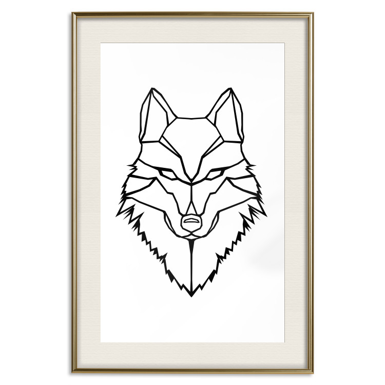 Wall Poster Guardian - black wolf created from geometric figures on a white background 125871 additionalImage 19